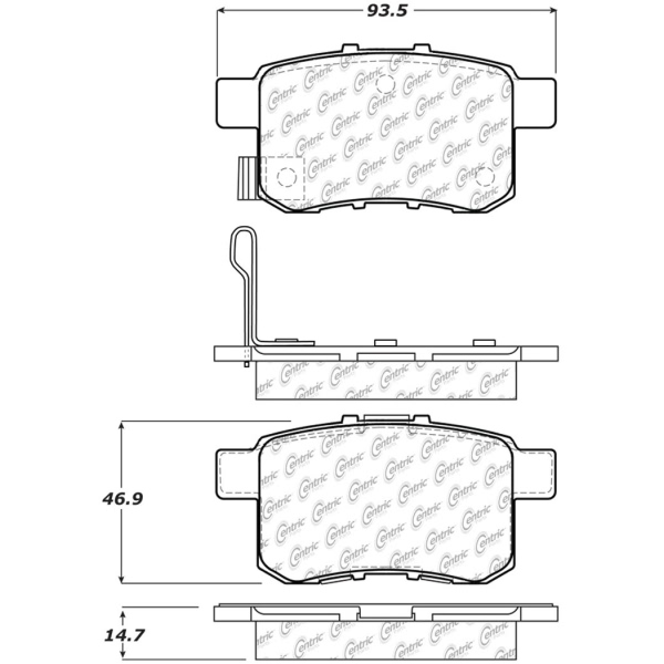 Centric Posi Quiet™ Extended Wear Semi-Metallic Rear Disc Brake Pads 106.13360