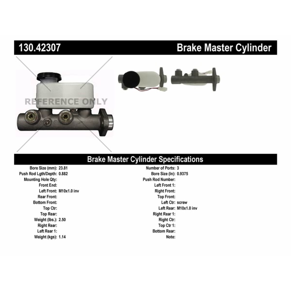 Centric Premium Brake Master Cylinder 130.42307