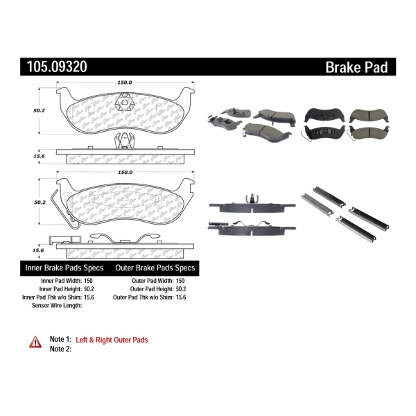Centric Posi Quiet™ Ceramic Rear Disc Brake Pads 105.09320