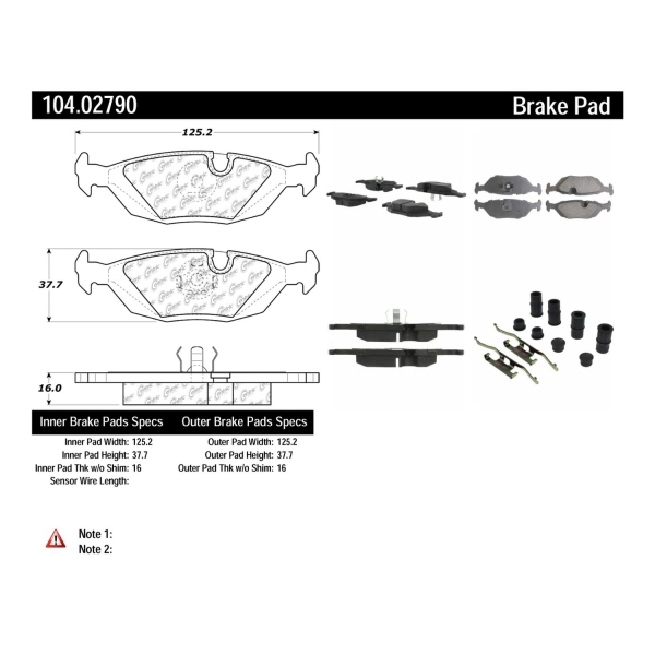 Centric Posi Quiet™ Semi-Metallic Rear Disc Brake Pads 104.02790