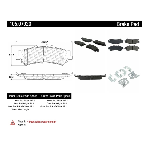 Centric Posi Quiet™ Ceramic Rear Disc Brake Pads 105.07920