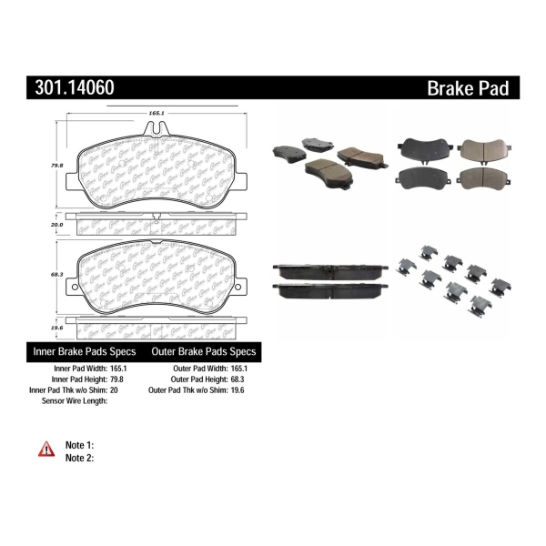 Centric Premium Ceramic Front Disc Brake Pads 301.14060