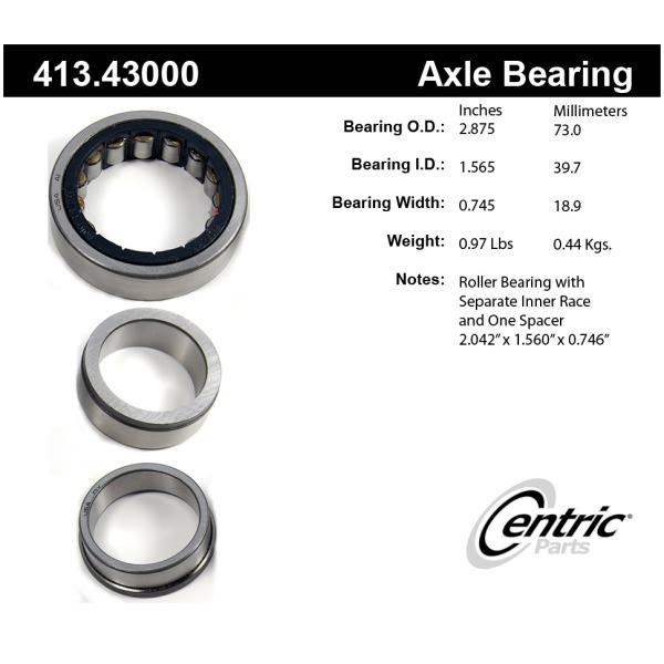 Centric Premium™ Rear Driver Side Wheel Bearing 413.43000