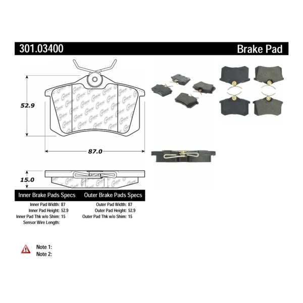 Centric Premium Ceramic Rear Disc Brake Pads 301.03400