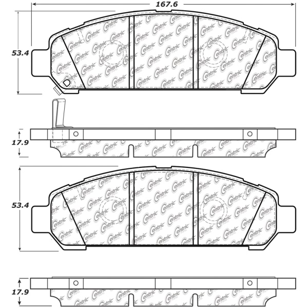 Centric Posi Quiet™ Extended Wear Semi-Metallic Front Disc Brake Pads 106.14010