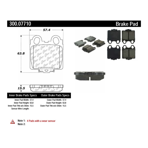 Centric Premium Semi-Metallic Rear Disc Brake Pads 300.07710