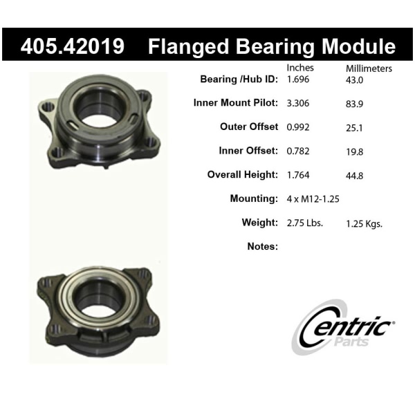 Centric Premium™ Front Driver Side Wheel Bearing Module 405.42019