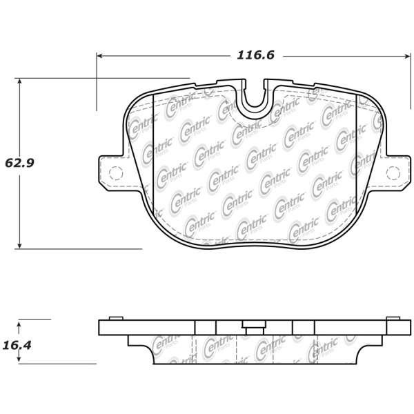 Centric Posi Quiet™ Semi-Metallic Rear Disc Brake Pads 104.14270
