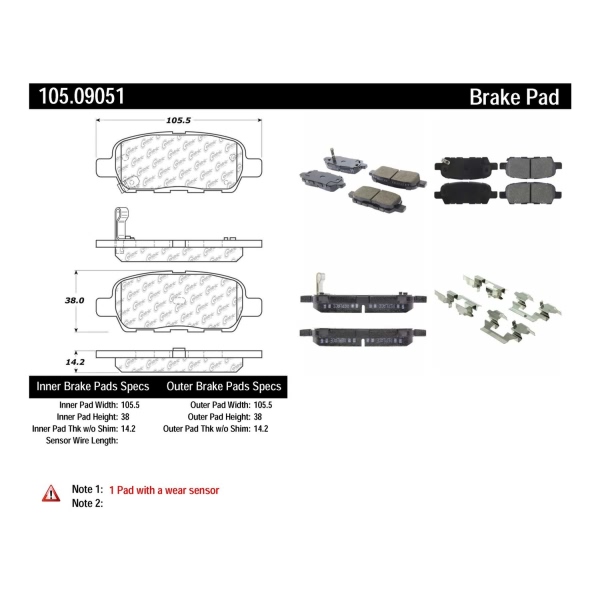Centric Posi Quiet™ Ceramic Rear Disc Brake Pads 105.09051
