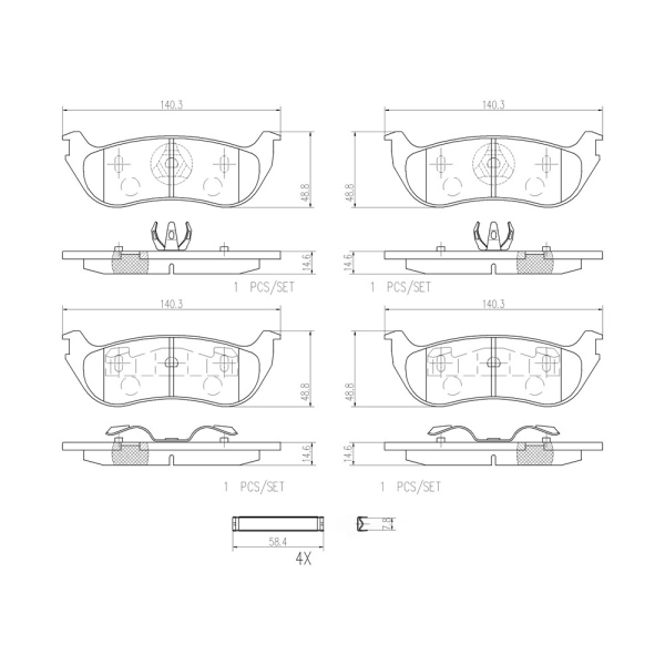 brembo Premium Ceramic Rear Disc Brake Pads P24068N