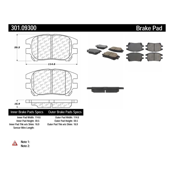 Centric Premium Ceramic Front Disc Brake Pads 301.09300