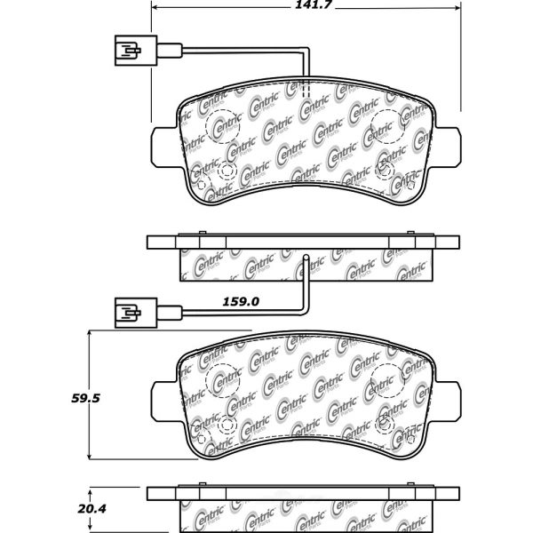 Centric Posi Quiet™ Semi-Metallic Rear Disc Brake Pads 104.17461