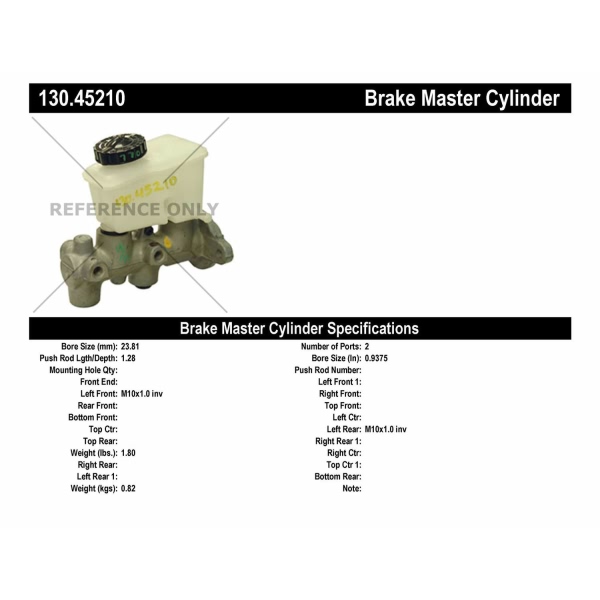 Centric Premium Brake Master Cylinder 130.45210