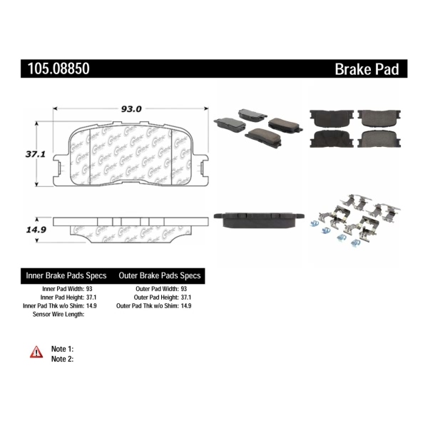 Centric Posi Quiet™ Ceramic Rear Disc Brake Pads 105.08850