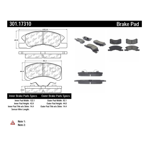 Centric Premium Ceramic Front Disc Brake Pads 301.17310