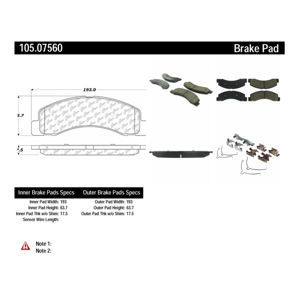 Centric Posi Quiet™ Ceramic Front Disc Brake Pads 105.07560