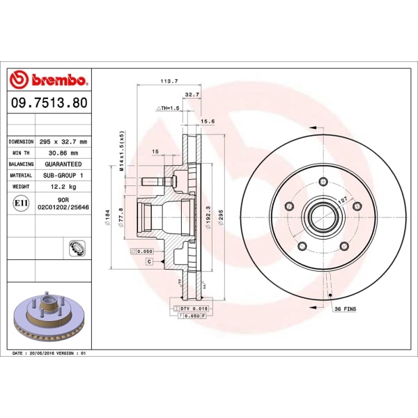 brembo OE Replacement Front Brake Rotor 09.7513.80