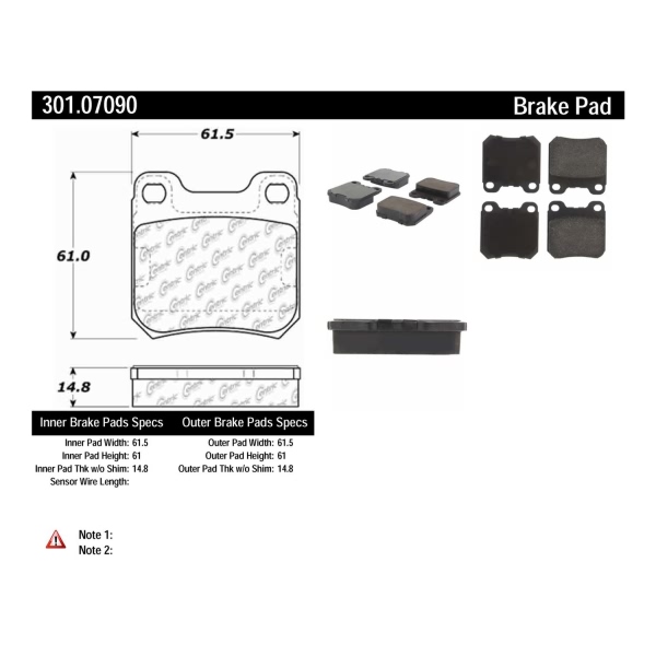 Centric Premium Ceramic Rear Disc Brake Pads 301.07090