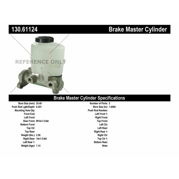 Centric Premium Brake Master Cylinder 130.61124