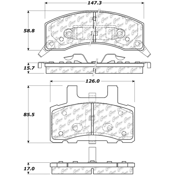 Centric Posi Quiet™ Extended Wear Semi-Metallic Front Disc Brake Pads 106.03700