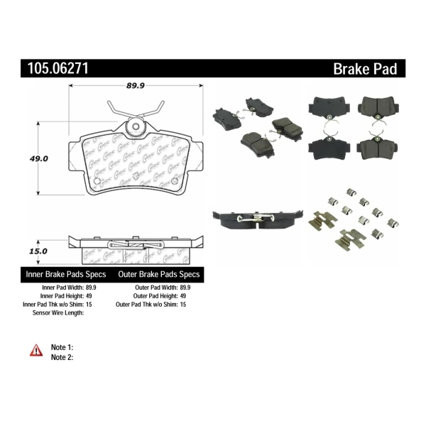 Centric Posi Quiet™ Ceramic Rear Disc Brake Pads 105.06271