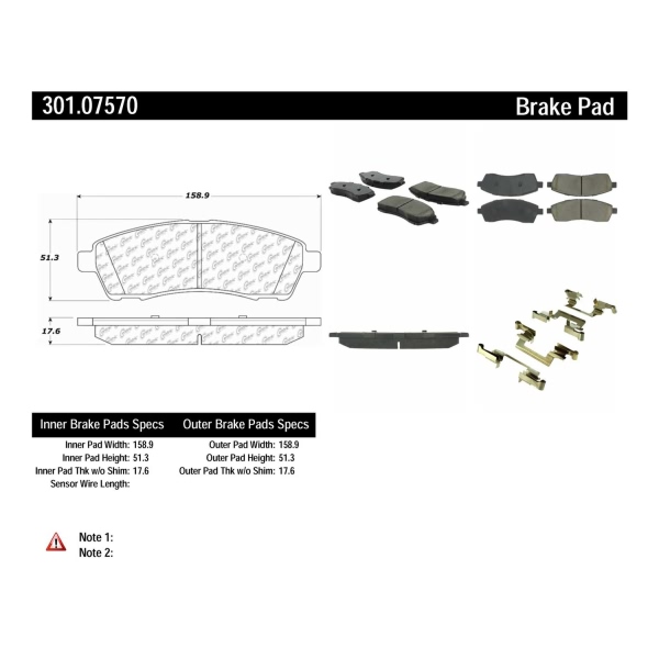 Centric Premium Ceramic Rear Disc Brake Pads 301.07570