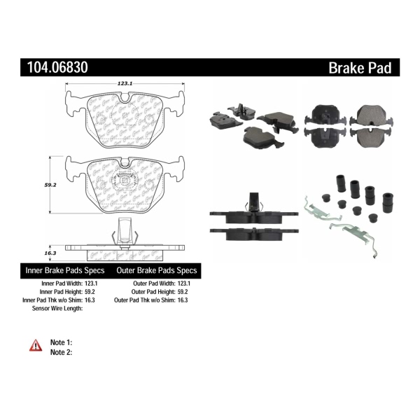 Centric Posi Quiet™ Semi-Metallic Rear Disc Brake Pads 104.06830