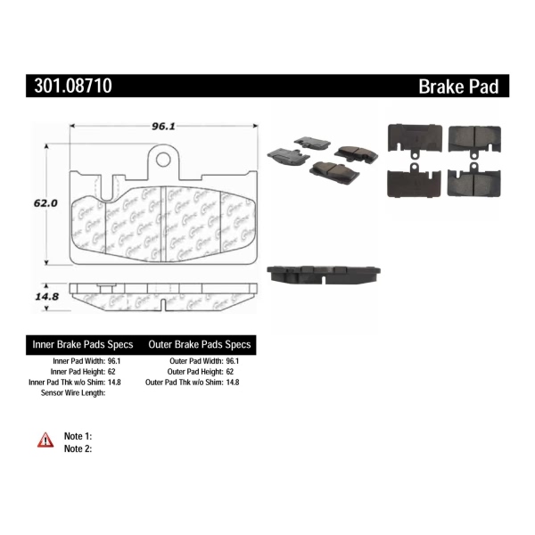 Centric Premium Ceramic Rear Disc Brake Pads 301.08710