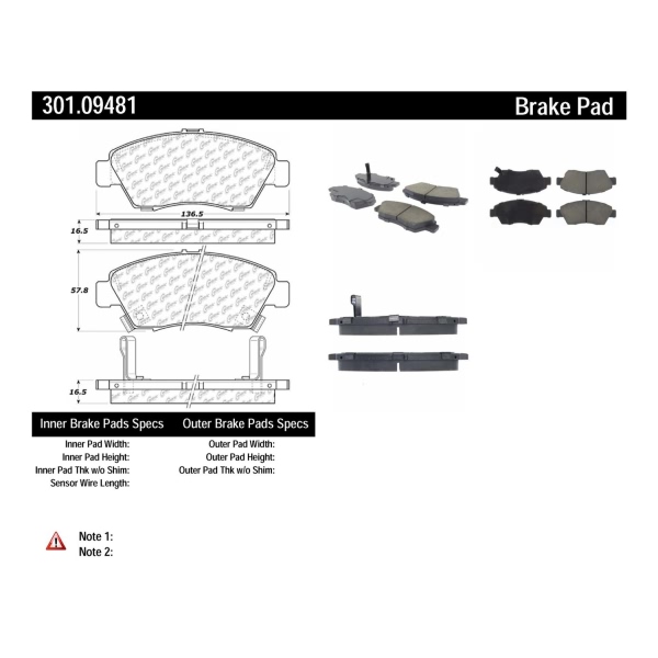 Centric Premium Ceramic Front Disc Brake Pads 301.09481