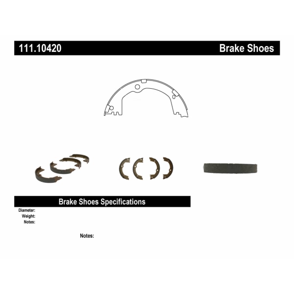 Centric Premium Rear Parking Brake Shoes 111.10420