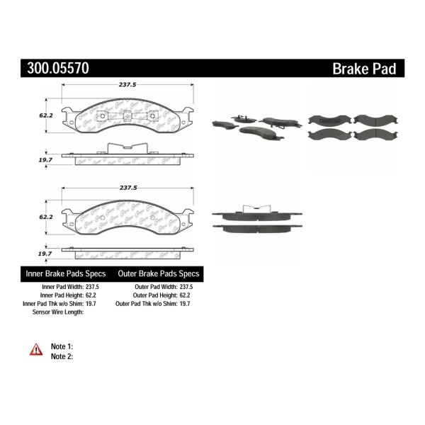 Centric Premium Semi-Metallic Front Disc Brake Pads 300.05570