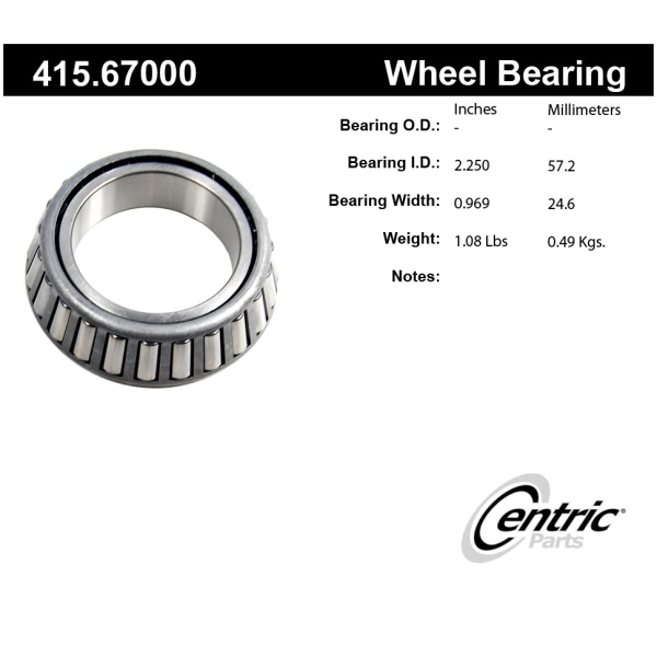 Centric Premium™ Rear Driver Side Inner Wheel Bearing 415.67000