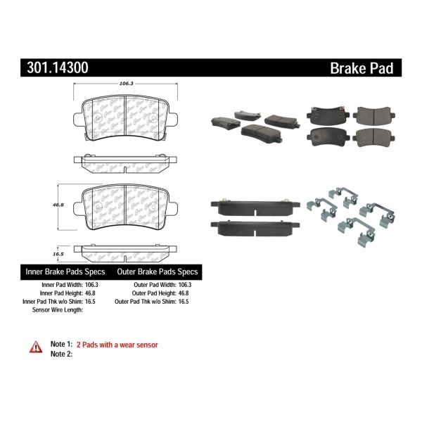 Centric Premium Ceramic Rear Disc Brake Pads 301.14300