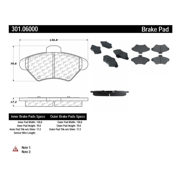 Centric Premium Ceramic Front Disc Brake Pads 301.06000