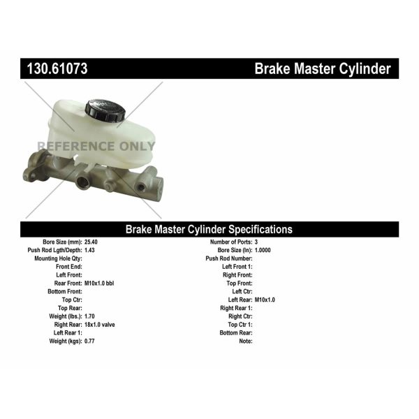 Centric Premium Brake Master Cylinder 130.61073