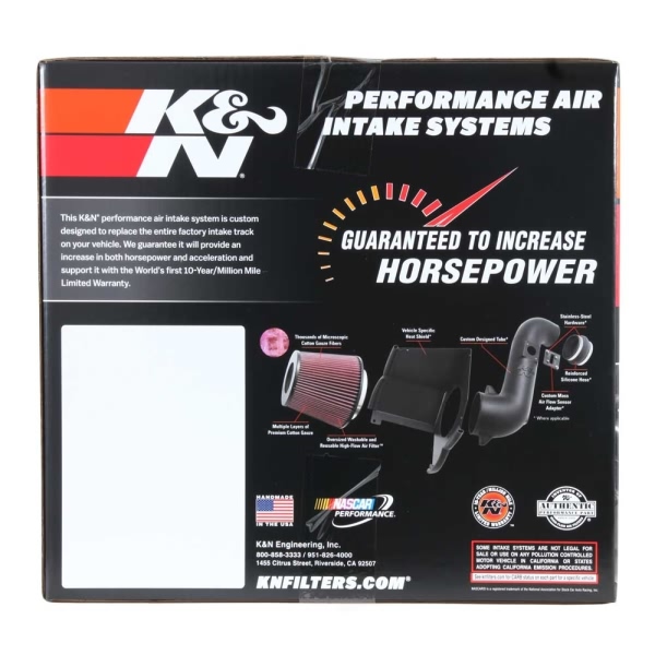 K&N 57 Series FIPK Generation II High-Density Polyethylene Black Air Intake System with Red Filter and Intake Pipe and Heat Shield 57-1561