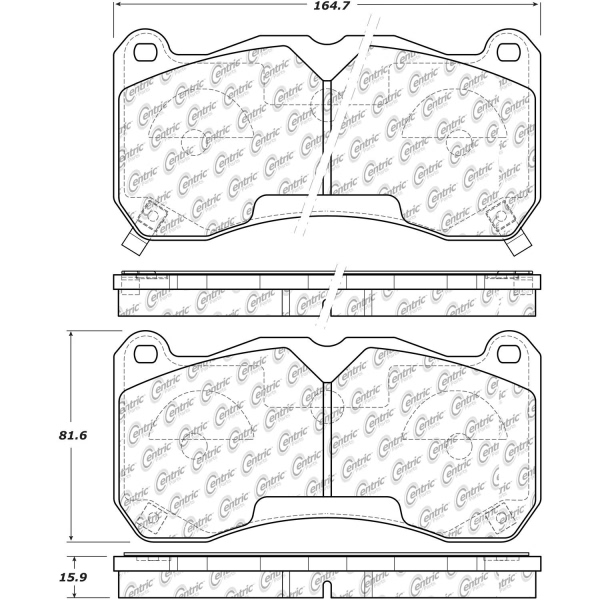 Centric Posi Quiet™ Semi-Metallic Front Disc Brake Pads 104.16660