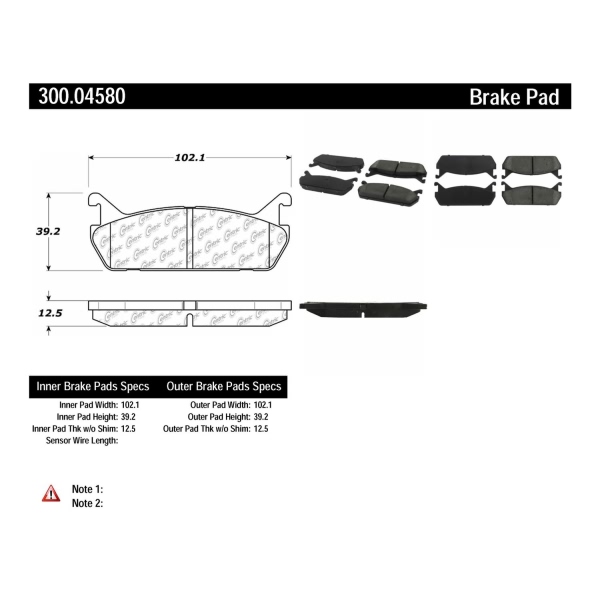 Centric Premium Semi-Metallic Rear Disc Brake Pads 300.04580