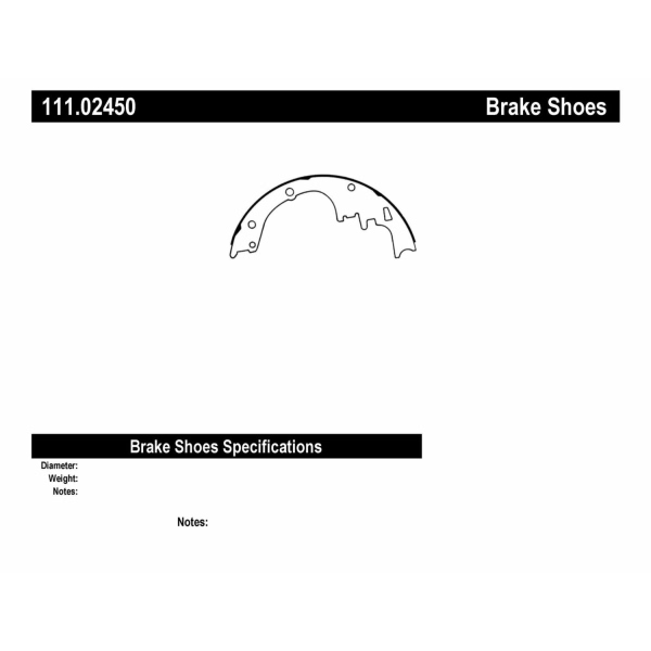 Centric Premium Front Drum Brake Shoes 111.02450