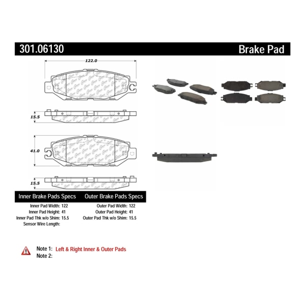 Centric Premium Ceramic Rear Disc Brake Pads 301.06130