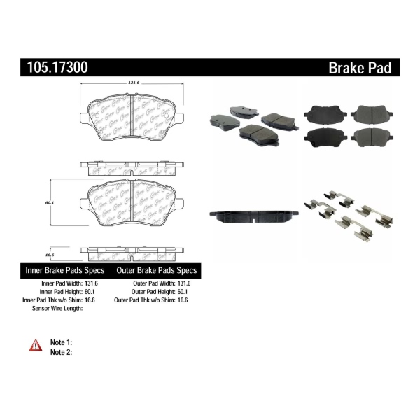 Centric Posi Quiet™ Ceramic Front Disc Brake Pads 105.17300