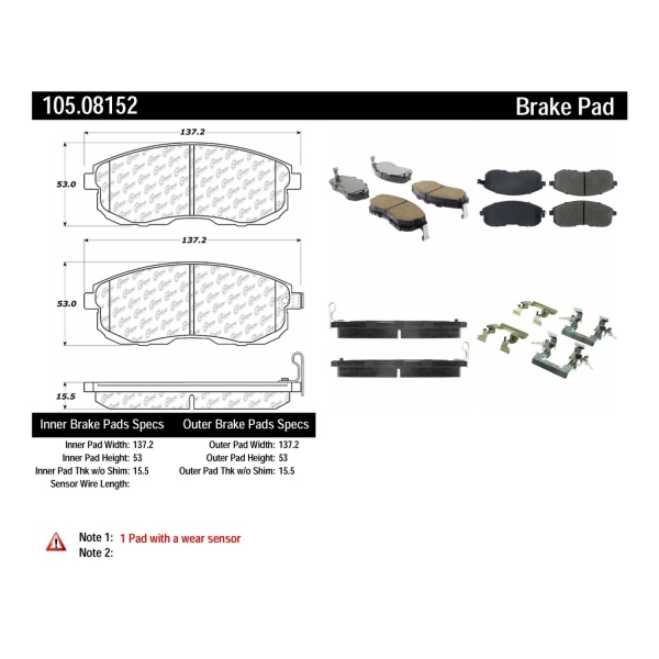 Centric Posi Quiet™ Ceramic Front Disc Brake Pads 105.08152