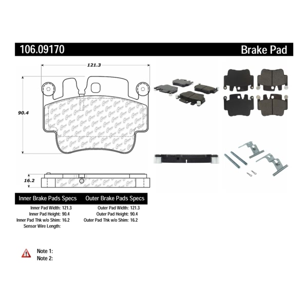 Centric Posi Quiet™ Extended Wear Semi-Metallic Front Disc Brake Pads 106.09170