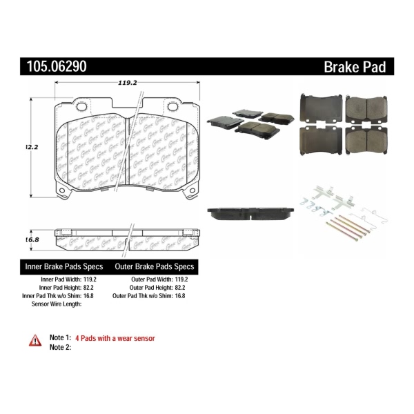 Centric Posi Quiet™ Ceramic Front Disc Brake Pads 105.06290