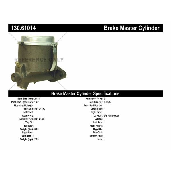 Centric Premium Brake Master Cylinder 130.61014