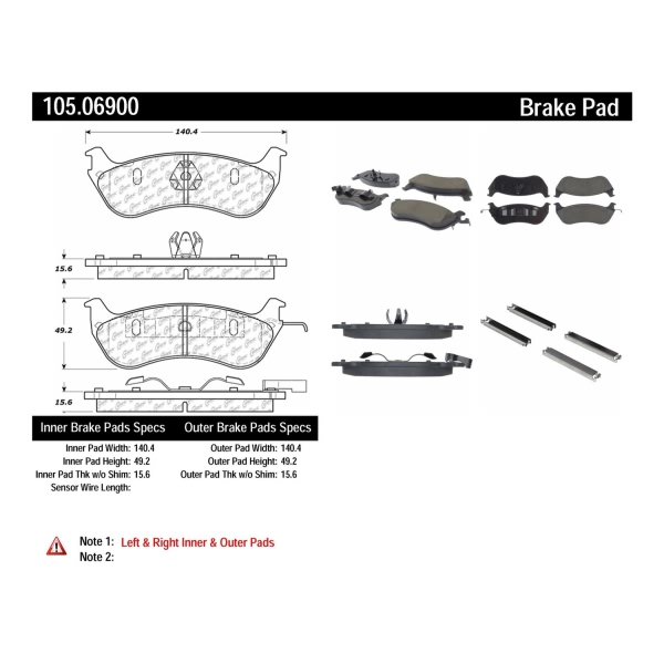 Centric Posi Quiet™ Ceramic Rear Disc Brake Pads 105.06900