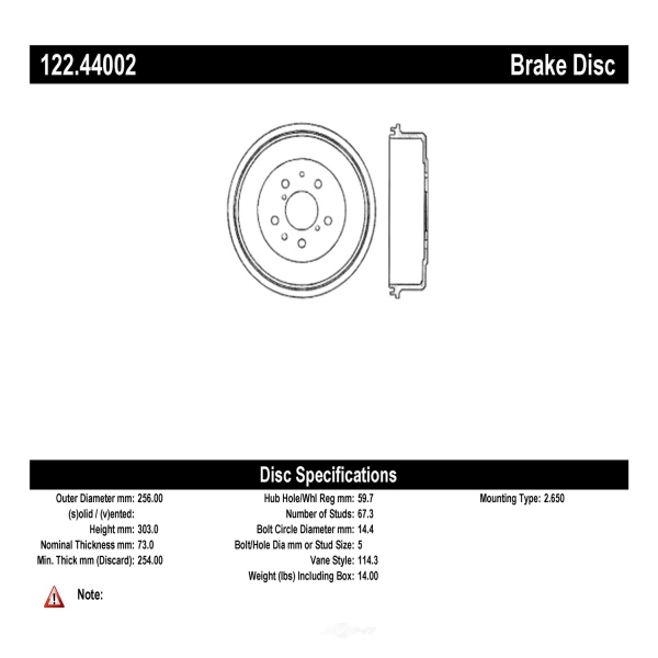 Centric Premium Rear Brake Drum 122.44002