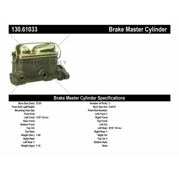 Centric Premium Brake Master Cylinder 130.61033