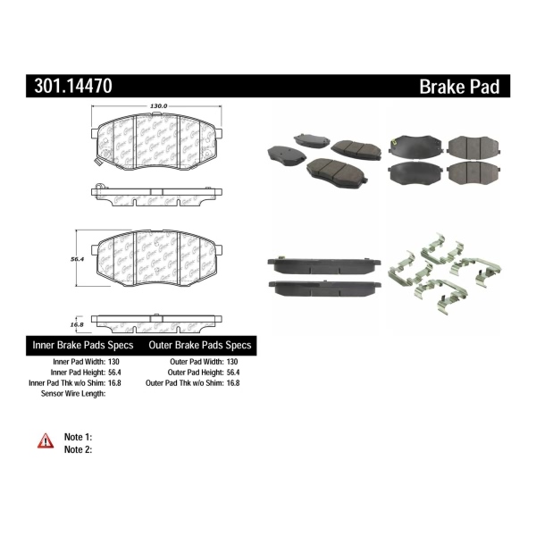 Centric Premium Ceramic Front Disc Brake Pads 301.14470