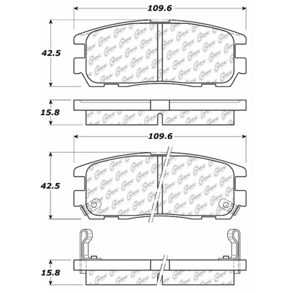 Centric Premium Semi-Metallic Rear Disc Brake Pads 300.05800